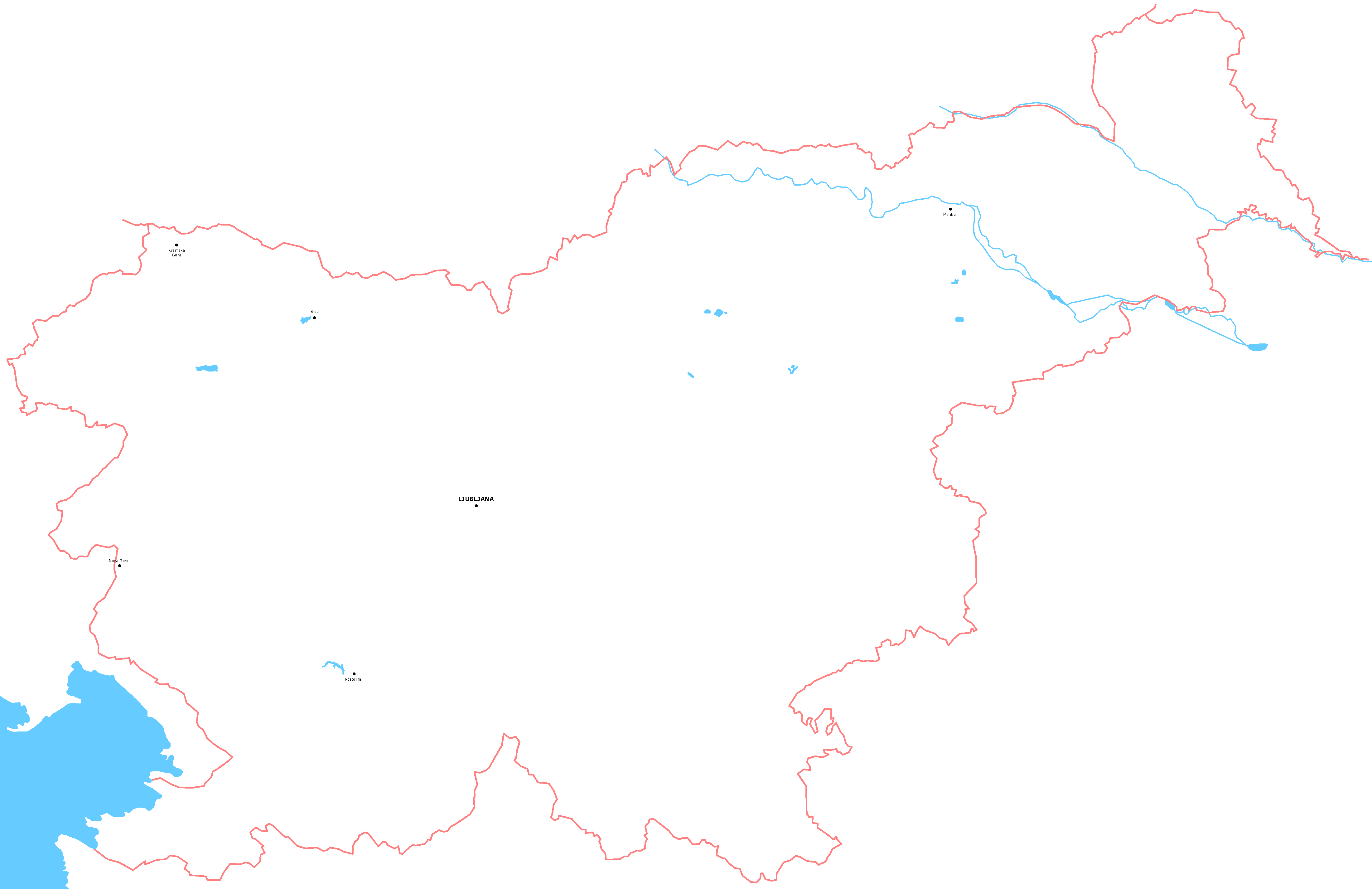 Mapa Slovinska se známkovými místy