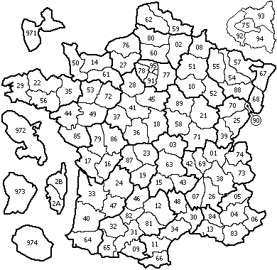 Mapa francouzskch okres