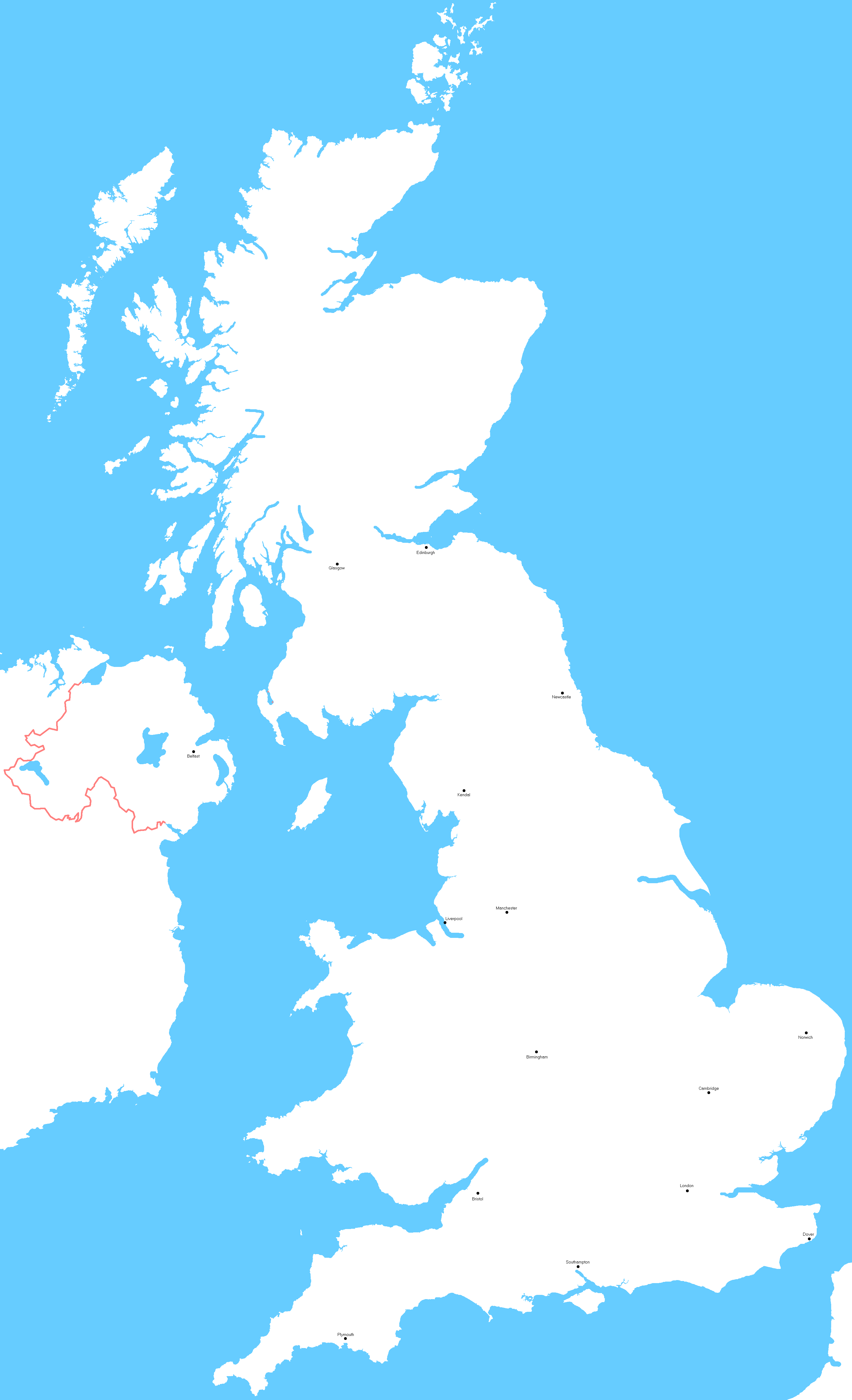 Mapa Velk Britnie se znmkovmi msty